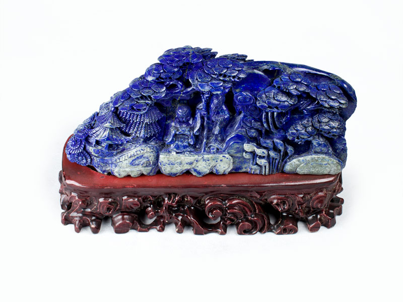 青金石雕刻南山寿星大摆件