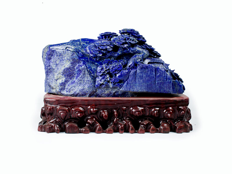 青金石雕刻南山寿星大摆件