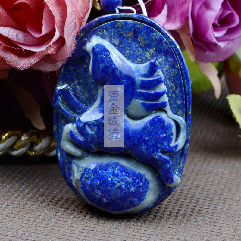 青金石雕刻件 鱼 鼠 花生 龙雕刻挂坠