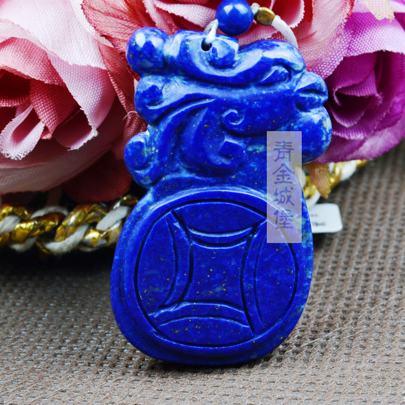 青金石雕刻件 鱼 鼠 花生 龙雕刻挂坠