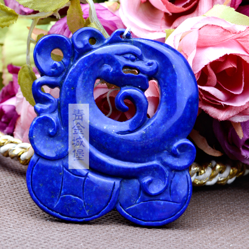 青金石雕刻件 鱼 鼠 花生 龙雕刻挂坠