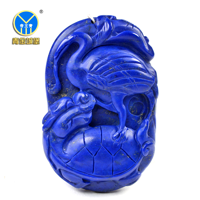 青金石龟鹤延年雕刻件