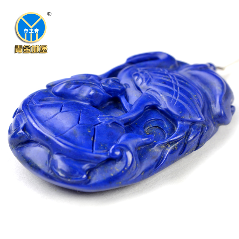 青金石龟鹤延年雕刻件