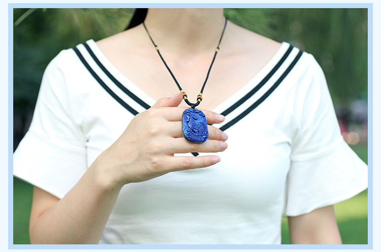 青金石十二生肖雕刻件吊坠