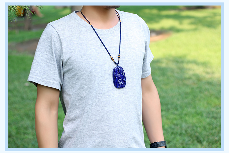 青金石关公忠义仁勇雕刻件