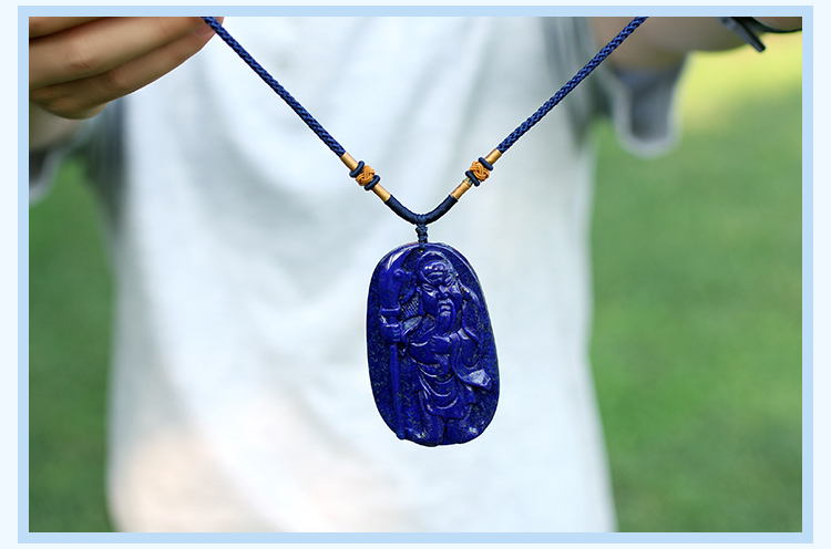 青金石关公忠义仁勇雕刻件