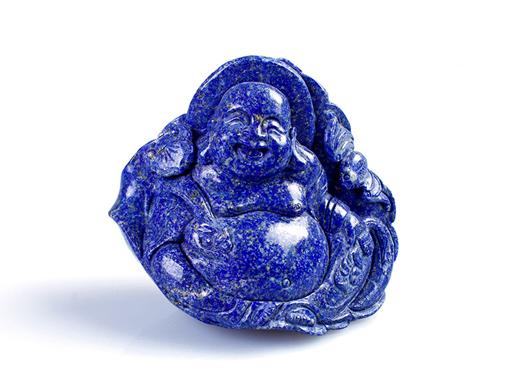 青金石笑脸如来手把件