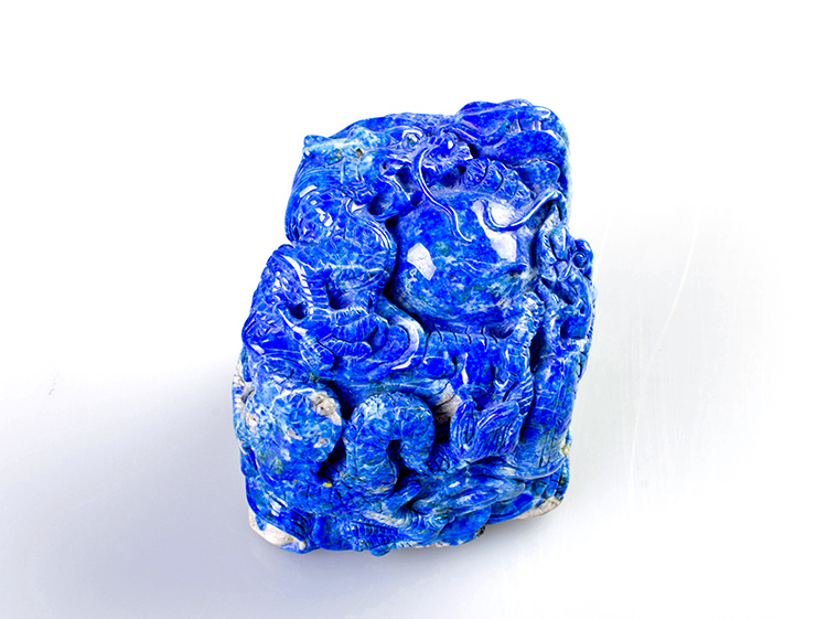 青金石盘龙祥瑞手把件