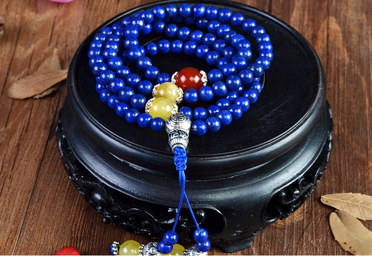 青金石手链108颗佛珠