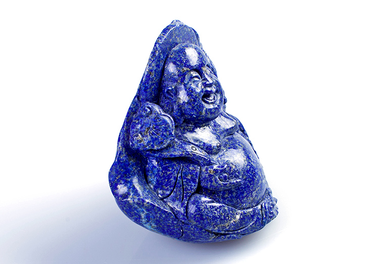 青金石笑脸如来手把件