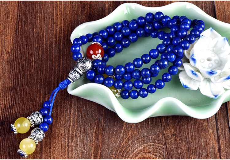 青金石手链108颗佛珠