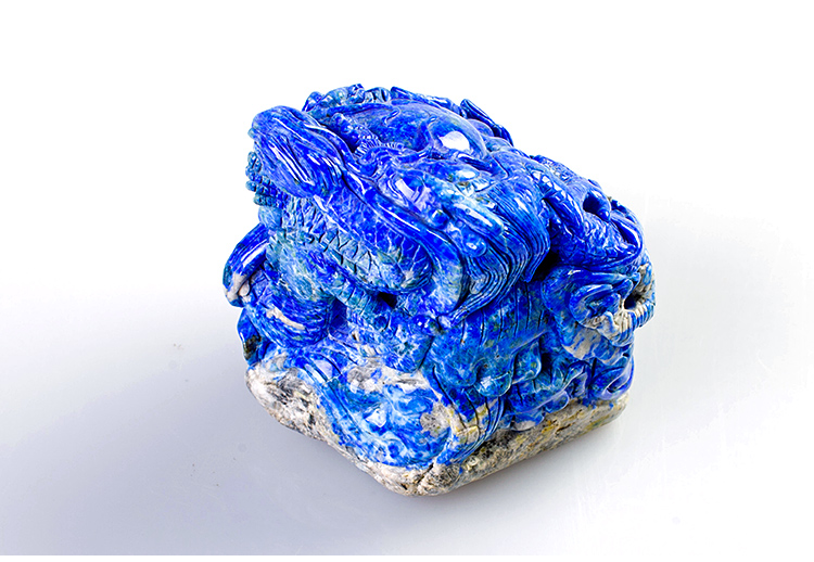 青金石盘龙祥瑞手把件