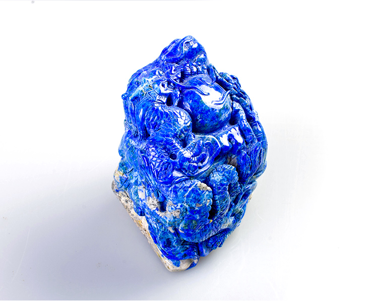 青金石盘龙祥瑞手把件